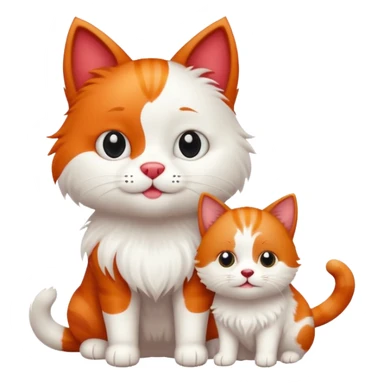 Red cat with white dog sticker