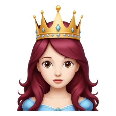 Beautiful long burgundy haired girl wearing a princess crown sticker