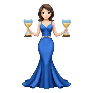 strong lean woman with visible strong abs and houglass figure in a beautiful blue evening gown sticker
