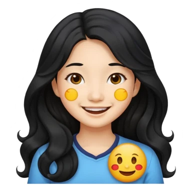 Asian girl with long wavy hair emoji sticker