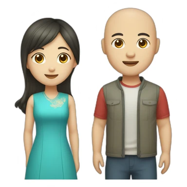 Chinese guy and Kazakh girl standing with each other sticker