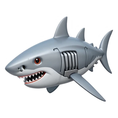 robot shark head with iron skin parts sticker