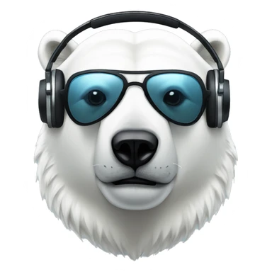 polar bear head, dj, wearing sunglasses and over ear headphones sticker
