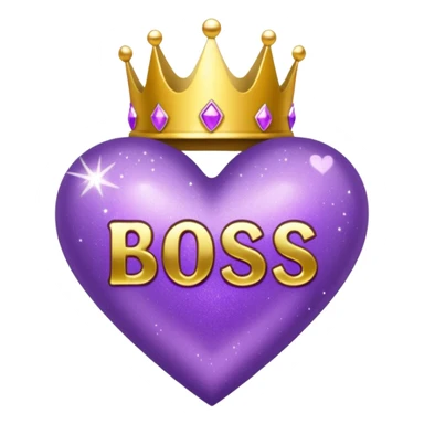 Purple Hearts and crowns with glitter and the words boss bitch sticker