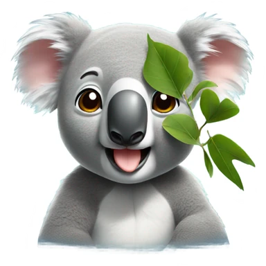 a koala with a leaf in his mouth sticker