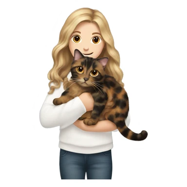 Tortoiseshell cat being held by a white girl with long wavy brown hair  sticker