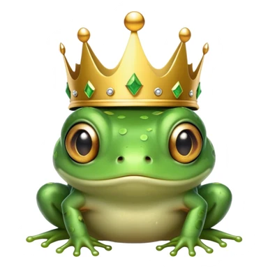 tiny frog wearing a crown that's too big, looking confused sticker