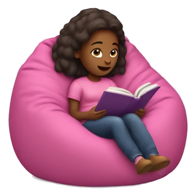 Girl in pink beanbag chair reading a book  sticker