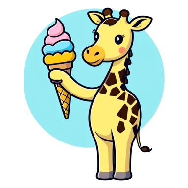 Giraffe with ice cream sticker