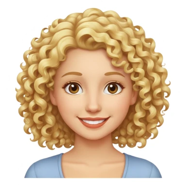 nữ 30 tuổi, tóc xoăn màu vàng, da trắng, cười mỉm sticker