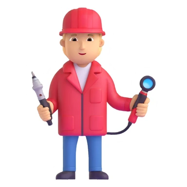 man with a soldering iron sticker