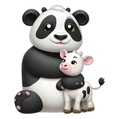 Panda and cow cuddling sticker