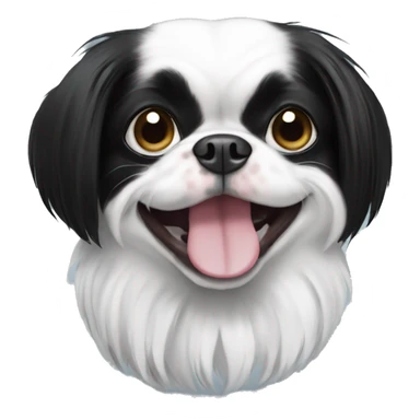 black and white japanese chin with an exaggerated smile sticker