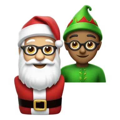 Santa Claus and elf face with round black glasses sticker
