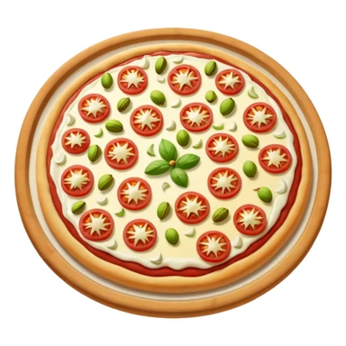 a lot of pistachio and white cream(main), under the cream there is jambon beurre like flower, pizza sticker