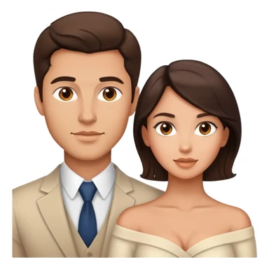 Handsome brunette man and beautiful brunette woman with light tan skin, bust portrait sticker