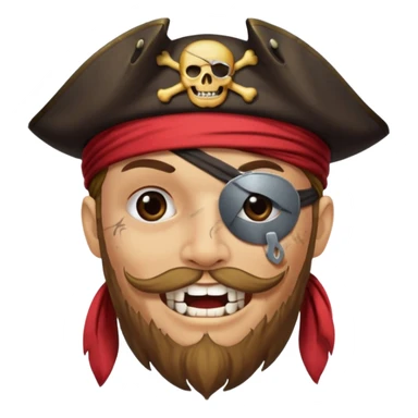 Pirate with smiley face and a eyepatch and make with one tooth sticker