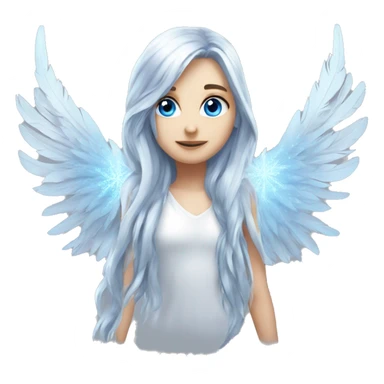 big wings, silver, feather, icy ,snowflake, Beautiful, fairy, long hair, blue eyes sticker