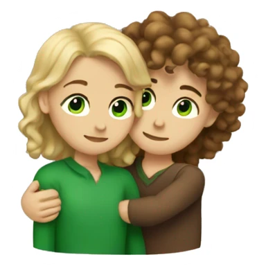 a blond with green eyes man hugging a curly brunette girl sticker