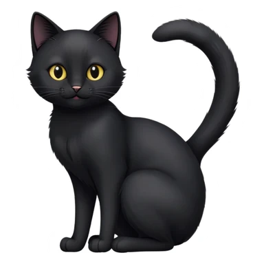 cinematic-[black cat]-realistic-full-body-sitting-emoji,-tail-curled-playfully-around-its-paws,-head-tilted-dramatically,-sleek-[black]-fur,-simplified-yet-hilariously-adorable-features,-highly-detailed,-glowing-with-an-almost-sarcastic-glow sticker