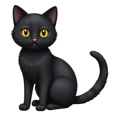 cinematic-[black cat]-realistic-full-body-sitting-emoji,-tail-curled-playfully-around-its-paws,-head-tilted-dramatically,-sleek-[black]-fur,-simplified-yet-hilariously-adorable-features,-highly-detailed,-glowing-with-an-almost-sarcastic-glow sticker