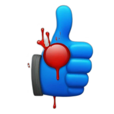 thumbs up blue bloodied gloves sticker
