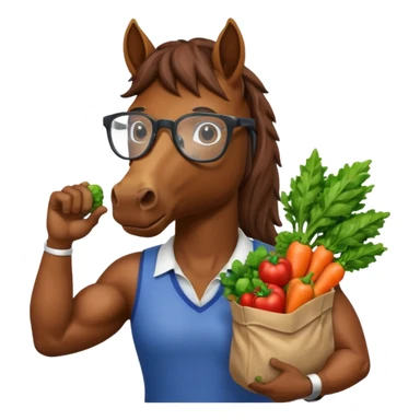 horse with glasses and holding vegetables bag sticker