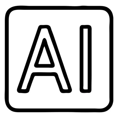 white icon with only 'AI' text, simple outlined icon style sticker