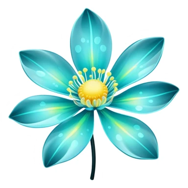 Pastel black and cyan iridescent transparent bio-luminescent flower with yellow spots sticker