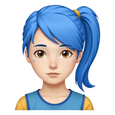 chica con pelo azul colita de costado sticker