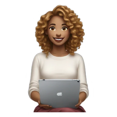 ipad pro 11 and apple pencil happy woman draw sticker