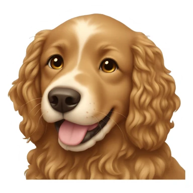Tan skinned girl with  long brown curly hair with a golden retriever puppy sticker
