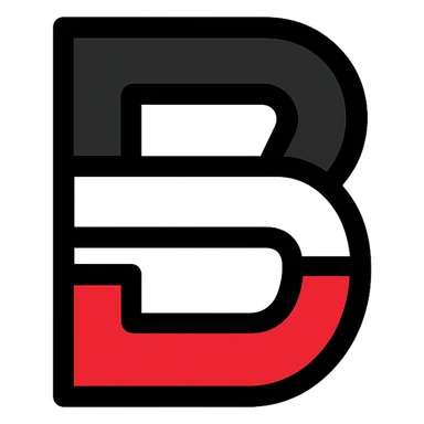 letter B inspired by BeatStars logo, modern icon style, black white and red colors, digital and professional look sticker