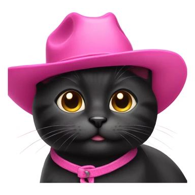 Cute black cat in pink cowboy hat  sticker