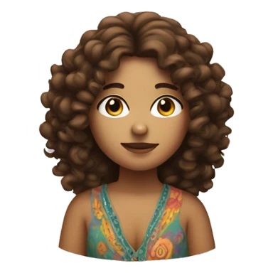 Curly brunette hippie plump sticker