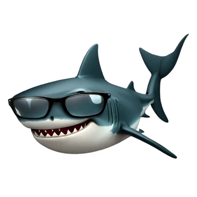 shark with glasses black sticker