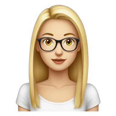 Femme jeune cheveux blanc lisse long lunette sticker