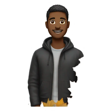 Jeune Homme noir de 33 ans habillé en tenue casual de marque dans un decor d'automne sticker