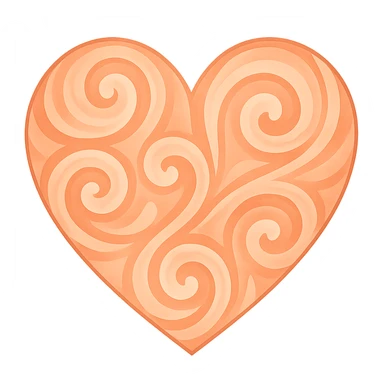 heart with a swirling peach pattern, digital illustration sticker