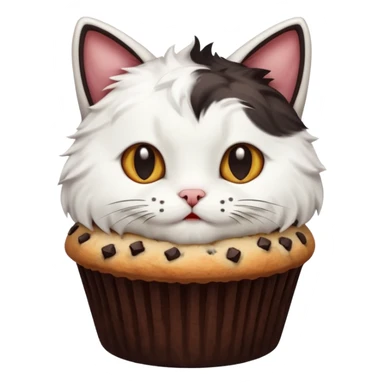 white and black cat eating a muffin sticker