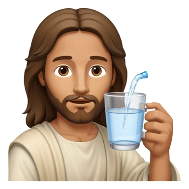 Jesus drinking water from a cup sticker