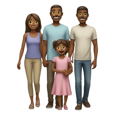 Couple with three kids sticker