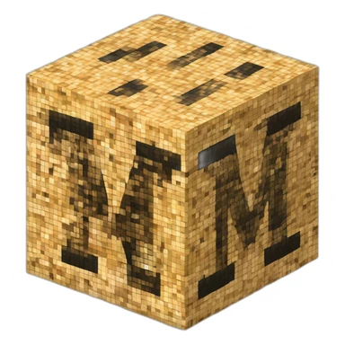 Letter "M" made of cube of pixels with cheetah pattern sticker