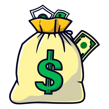 money bag with DEPOSIT written on it, bank deposit bag, dollar sign, canvas bag sticker