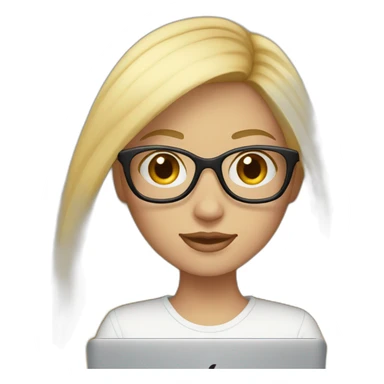 blonde-girl-long-hair-with-macbook-and-glasses sticker