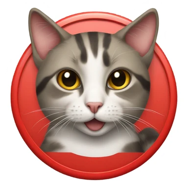 Cat with a stop sign sticker