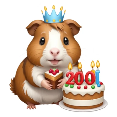 Guinea pig holding a cake that says happy 20rh birthday Bianca  sticker