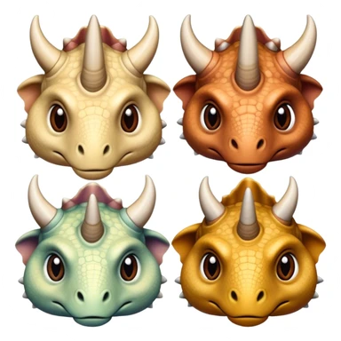 faces of different triceratops sticker