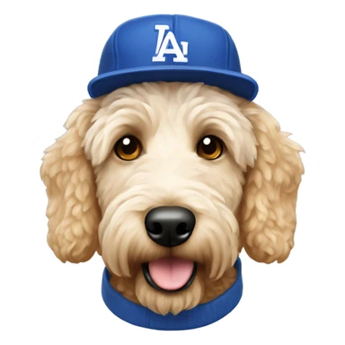 Golden doodle with a dodger hat  sticker