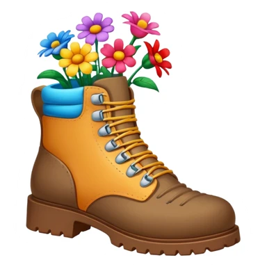hiking boot with flowers sticker